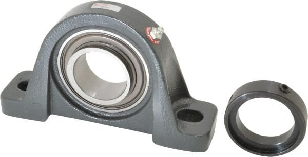 Browning - 1-15/16" ID, 8" OAL x 4-9/16" OAH Pillow Block - 5,216 Lb Static Cap, 7,889 Lb Dyn Cap, 6-3/16" Btw Mnt Hole Ctrs, 2-1/4" Base-to-Ctr Ht, Cast Iron - Exact Tooling