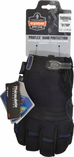 Ergodyne - Size 2XL (11) Amara Cold Protection Work Gloves - For Mechanic's & Lifting, Uncoated, Hook & Loop Cuff, Full Fingered, Black, Paired - Exact Tooling