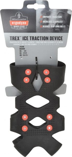 Ergodyne - Size 5-8, (Women's Size 6.5-9.5) Strap-On Cleat - Steel Studs Traction, Black - Exact Tooling