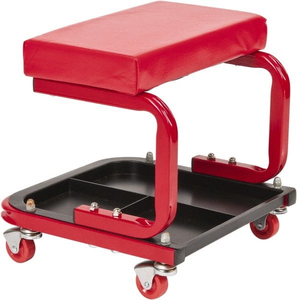 Value Collection - 260 Lb Capacity, 4 Wheel Creeper Seat with Tray - Steel, 14" High x 14 Wide - Exact Tooling