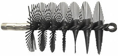 Schaefer Brush - 4-1/2" Scraper Length, 1-1/2" Diam, Flat Wire Single Spiral Flue Scraper - 7-3/4" Long, Tempered Steel Wire, 1/4" NPSM Male Connection - Exact Tooling