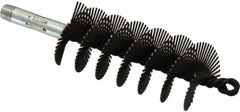 Schaefer Brush - 4-1/2" Scraper Length, 2" Diam, Flat Wire Single Spiral Flue Scraper - 7-3/4" Long, Tempered Steel Wire, 1/4" NPSM Male Connection - Exact Tooling