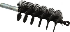 Schaefer Brush - 4-1/2" Scraper Length, 2-1/4" Diam, Flat Wire Single Spiral Flue Scraper - 7-3/4" Long, Tempered Steel Wire, 1/4" NPSM Male Connection - Exact Tooling