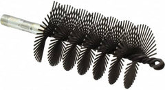Schaefer Brush - 4-1/2" Scraper Length, 2-3/4" Diam, Flat Wire Single Spiral Flue Scraper - 7-3/4" Long, Tempered Steel Wire, 1/4" NPSM Male Connection - Exact Tooling