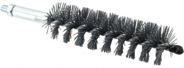 Schaefer Brush - 4" Brush Length, 1-1/4" Diam, Single Stem, Single Spiral Tube Brush - 6-1/4" Long, Silicone Carbide Impregnated Nylon, 1/4-28 Male Connection - Exact Tooling