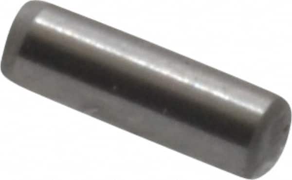 Made in USA - 1/16" Diam x 3/16" Pin Length Grade 8 Alloy Steel Standard Dowel Pin - Bright Finish, 1 Beveled & 1 Rounded End - Exact Tooling