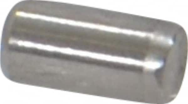 Made in USA - 3/32" Diam x 3/16" Pin Length Grade 8 Alloy Steel Standard Dowel Pin - Bright Finish, 1 Beveled & 1 Rounded End - Exact Tooling