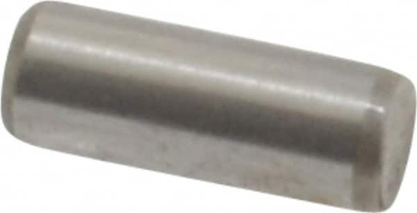 Made in USA - 3/32" Diam x 1/4" Pin Length Grade 8 Alloy Steel Standard Dowel Pin - Bright Finish, 1 Beveled & 1 Rounded End - Exact Tooling