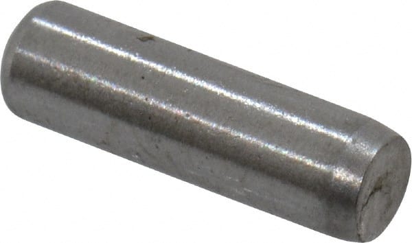 Made in USA - 3/32" Diam x 5/16" Pin Length Grade 8 Alloy Steel Standard Dowel Pin - Bright Finish, 1 Beveled & 1 Rounded End - Exact Tooling