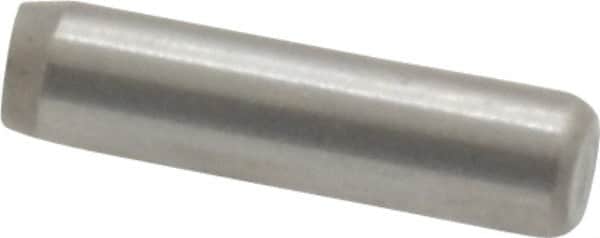 Made in USA - 3/32" Diam x 3/8" Pin Length Grade 8 Alloy Steel Standard Dowel Pin - Bright Finish, 1 Beveled & 1 Rounded End - Exact Tooling