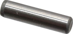 Made in USA - 1/8" Diam x 1/2" Pin Length Grade 8 Alloy Steel Standard Dowel Pin - Bright Finish, C 47-58 & C 60 (Surface) Hardness, 1,840 Lb (Single Shear), 3,680 Lb (Double Shear) Breaking Strength, 1 Beveled & 1 Rounded End - Exact Tooling
