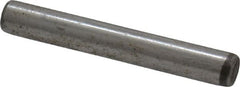 Made in USA - 1/8" Diam x 7/8" Pin Length Grade 8 Alloy Steel Standard Dowel Pin - Bright Finish, C 47-58 & C 60 (Surface) Hardness, 1,840 Lb (Single Shear), 3,680 Lb (Double Shear) Breaking Strength, 1 Beveled & 1 Rounded End - Exact Tooling
