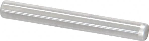 Made in USA - 1/8" Diam x 1" Pin Length Grade 8 Alloy Steel Standard Dowel Pin - Bright Finish, C 47-58 & C 60 (Surface) Hardness, 1,840 Lb (Single Shear), 3,680 Lb (Double Shear) Breaking Strength, 1 Beveled & 1 Rounded End - Exact Tooling