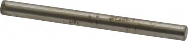 Made in USA - 1/8" Diam x 1-1/2" Pin Length Grade 8 Alloy Steel Standard Dowel Pin - Bright Finish, C 47-58 & C 60 (Surface) Hardness, 1,840 Lb (Single Shear), 3,680 Lb (Double Shear) Breaking Strength, 1 Beveled & 1 Rounded End - Exact Tooling