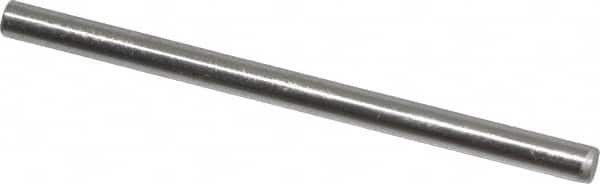 Made in USA - 1/8" Diam x 2" Pin Length Grade 8 Alloy Steel Standard Dowel Pin - Bright Finish, C 47-58 & C 60 (Surface) Hardness, 1,840 Lb (Single Shear), 3,680 Lb (Double Shear) Breaking Strength, 1 Beveled & 1 Rounded End - Exact Tooling