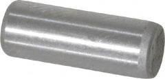 Made in USA - 3/16" Diam x 1/2" Pin Length Grade 8 Alloy Steel Standard Dowel Pin - Bright Finish, C 47-58 & C 60 (Surface) Hardness, 4,150 Lb (Single Shear), 8,300 Lb (Double Shear) Breaking Strength, 1 Beveled & 1 Rounded End - Exact Tooling