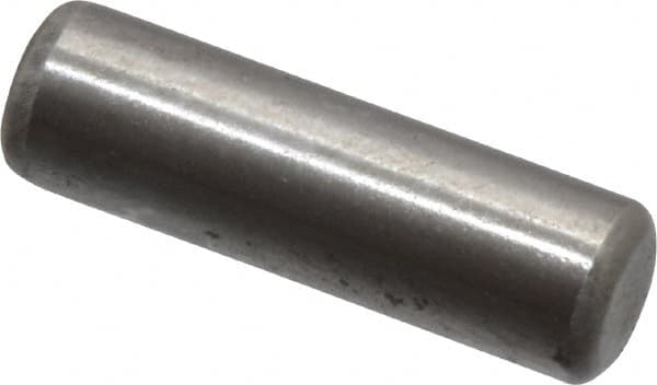 Made in USA - 3/16" Diam x 5/8" Pin Length Grade 8 Alloy Steel Standard Dowel Pin - Bright Finish, C 47-58 & C 60 (Surface) Hardness, 4,150 Lb (Single Shear), 8,300 Lb (Double Shear) Breaking Strength, 1 Beveled & 1 Rounded End - Exact Tooling