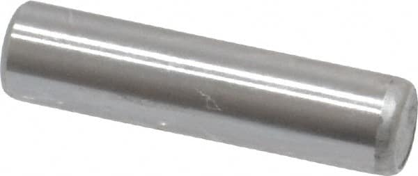 Made in USA - 3/16" Diam x 3/4" Pin Length Grade 8 Alloy Steel Standard Dowel Pin - Bright Finish, C 47-58 & C 60 (Surface) Hardness, 4,150 Lb (Single Shear), 8,300 Lb (Double Shear) Breaking Strength, 1 Beveled & 1 Rounded End - Exact Tooling