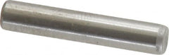Made in USA - 3/16" Diam x 1" Pin Length Grade 8 Alloy Steel Standard Dowel Pin - Bright Finish, C 47-58 & C 60 (Surface) Hardness, 4,150 Lb (Single Shear), 8,300 Lb (Double Shear) Breaking Strength, 1 Beveled & 1 Rounded End - Exact Tooling