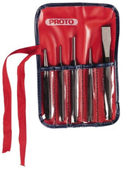 Proto - 5 Piece Punch & Chisel Set - 5/8" Chisel, Hex Shank - Exact Tooling