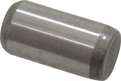 Made in USA - 1/4" Diam x 1/2" Pin Length Grade 8 Alloy Steel Standard Dowel Pin - Bright Finish, C 47-58 & C 60 (Surface) Hardness, 14,720 Lb (Double Shear), 7,360 Lb (Single Shear) Breaking Strength, 1 Beveled & 1 Rounded End - Exact Tooling