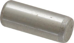 Made in USA - 1/4" Diam x 5/8" Pin Length Grade 8 Alloy Steel Standard Dowel Pin - Bright Finish, C 47-58 & C 60 (Surface) Hardness, 14,720 Lb (Double Shear), 7,360 Lb (Single Shear) Breaking Strength, 1 Beveled & 1 Rounded End - Exact Tooling