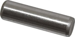 Made in USA - 1/4" Diam x 7/8" Pin Length Grade 8 Alloy Steel Standard Dowel Pin - Bright Finish, C 47-58 & C 60 (Surface) Hardness, 14,720 Lb (Double Shear), 7,360 Lb (Single Shear) Breaking Strength, 1 Beveled & 1 Rounded End - Exact Tooling