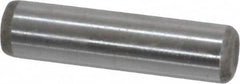 Made in USA - 1/4" Diam x 1" Pin Length Grade 8 Alloy Steel Standard Dowel Pin - Bright Finish, C 47-58 & C 60 (Surface) Hardness, 14,720 Lb (Double Shear), 7,360 Lb (Single Shear) Breaking Strength, 1 Beveled & 1 Rounded End - Exact Tooling