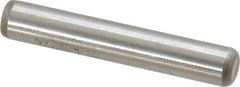 Made in USA - 1/4" Diam x 1-1/2" Pin Length Grade 8 Alloy Steel Standard Dowel Pin - Bright Finish, C 47-58 & C 60 (Surface) Hardness, 14,720 Lb (Double Shear), 7,360 Lb (Single Shear) Breaking Strength, 1 Beveled & 1 Rounded End - Exact Tooling