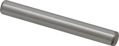 Made in USA - 1/4" Diam x 2" Pin Length Grade 8 Alloy Steel Standard Dowel Pin - Bright Finish, C 47-58 & C 60 (Surface) Hardness, 14,720 Lb (Double Shear), 7,360 Lb (Single Shear) Breaking Strength, 1 Beveled & 1 Rounded End - Exact Tooling