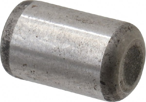 Made in USA - 5/16" Diam x 1/2" Pin Length Grade 8 Alloy Steel Standard Dowel Pin - Bright Finish, C 47-58 & C 60 (Surface) Hardness, 11,500 Lb (Single Shear), 23,000 Lb (Double Shear) Breaking Strength, 1 Beveled & 1 Rounded End - Exact Tooling