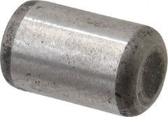 Made in USA - 5/16" Diam x 1/2" Pin Length Grade 8 Alloy Steel Standard Dowel Pin - Bright Finish, C 47-58 & C 60 (Surface) Hardness, 11,500 Lb (Single Shear), 23,000 Lb (Double Shear) Breaking Strength, 1 Beveled & 1 Rounded End - Exact Tooling
