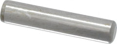 Made in USA - 5/16" Diam x 1-1/2" Pin Length Grade 8 Alloy Steel Standard Dowel Pin - Bright Finish, C 47-58 & C 60 (Surface) Hardness, 11,500 Lb (Single Shear), 23,000 Lb (Double Shear) Breaking Strength, 1 Beveled & 1 Rounded End - Exact Tooling