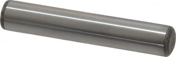 Made in USA - 5/16" Diam x 1-3/4" Pin Length Grade 8 Alloy Steel Standard Dowel Pin - Bright Finish, C 47-58 & C 60 (Surface) Hardness, 11,500 Lb (Single Shear), 23,000 Lb (Double Shear) Breaking Strength, 1 Beveled & 1 Rounded End - Exact Tooling