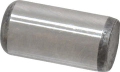 Made in USA - 3/8" Diam x 3/4" Pin Length Grade 8 Alloy Steel Standard Dowel Pin - Bright Finish, C 47-58 & C 60 (Surface) Hardness, 16,550 Lb (Single Shear), 33,100 Lb (Double Shear) Breaking Strength, 1 Beveled & 1 Rounded End - Exact Tooling