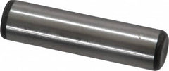 Made in USA - 3/8" Diam x 1-1/2" Pin Length Grade 8 Alloy Steel Standard Dowel Pin - Bright Finish, C 47-58 & C 60 (Surface) Hardness, 16,550 Lb (Single Shear), 33,100 Lb (Double Shear) Breaking Strength, 1 Beveled & 1 Rounded End - Exact Tooling