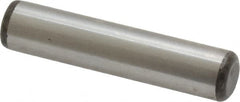 Made in USA - 3/8" Diam x 1-3/4" Pin Length Grade 8 Alloy Steel Standard Dowel Pin - Bright Finish, C 47-58 & C 60 (Surface) Hardness, 16,550 Lb (Single Shear), 33,100 Lb (Double Shear) Breaking Strength, 1 Beveled & 1 Rounded End - Exact Tooling