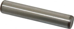 Made in USA - 3/8" Diam x 2" Pin Length Grade 8 Alloy Steel Standard Dowel Pin - Bright Finish, C 47-58 & C 60 (Surface) Hardness, 16,550 Lb (Single Shear), 33,100 Lb (Double Shear) Breaking Strength, 1 Beveled & 1 Rounded End - Exact Tooling