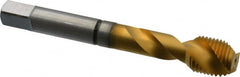 Guhring - 1/2-20 UNF 2 Flute 2B Modified Bottoming Spiral Flute Tap - Cobalt, TiN Finish, 3.381" OAL, Right Hand Flute, Right Hand Thread, Series 3935 - Exact Tooling