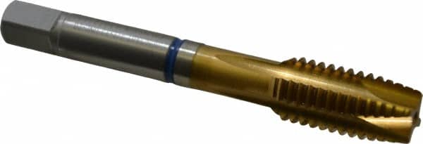 Guhring - 1/2-13 UNC, 4 Flute, TiN Finish, Powdered Metal Spiral Point Tap - Plug Chamfer, Right Hand Thread, 3-3/8" OAL, 0.866" Thread Length, 0.367" Shank Diam, 2B Class of Fit, Series 3907 - Exact Tooling