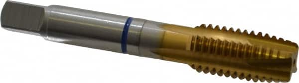 Guhring - 5/8-11 UNC, 4 Flute, TiN Finish, Powdered Metal Spiral Point Tap - Plug Chamfer, Right Hand Thread, 3-13/16" OAL, 0.945" Thread Length, 0.48" Shank Diam, 2B Class of Fit, Series 3907 - Exact Tooling