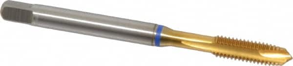 Guhring - #10-32 UNF, 3 Flute, TiN Finish, Powdered Metal Spiral Point Tap - Plug Chamfer, Right Hand Thread, 2.382" OAL, 0.551" Thread Length, 0.194" Shank Diam, 2B Class of Fit, Series 3908 - Exact Tooling