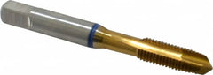 Guhring - 5/16-24 UNF, 3 Flute, TiN Finish, Powdered Metal Spiral Point Tap - Plug Chamfer, Right Hand Thread, 2.72" OAL, 0.71" Thread Length, 0.318" Shank Diam, 2B Class of Fit, Series 3908 - Exact Tooling