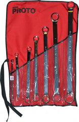 Proto - 7 Piece, 5/16" x 3/8" to 1-1/16" x 1-1/8", 12 Point Box End Wrench Set - Inch Measurement Standard, Full Polish Finish, Comes in Nylon Roll - Exact Tooling