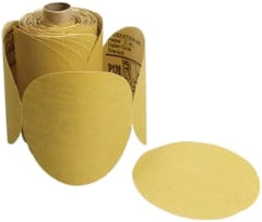 3M - 5" Diam, 80 Grit FEPA, Aluminum Oxide Adhesive PSA Disc - Gold, C Weighted Backing, Flexible, 12,000 Max RPM - Exact Tooling