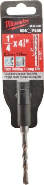 Milwaukee Tool - 1/4" Diam, SDS-Plus Shank, Carbide-Tipped Rotary & Hammer Drill Bit - Exact Tooling