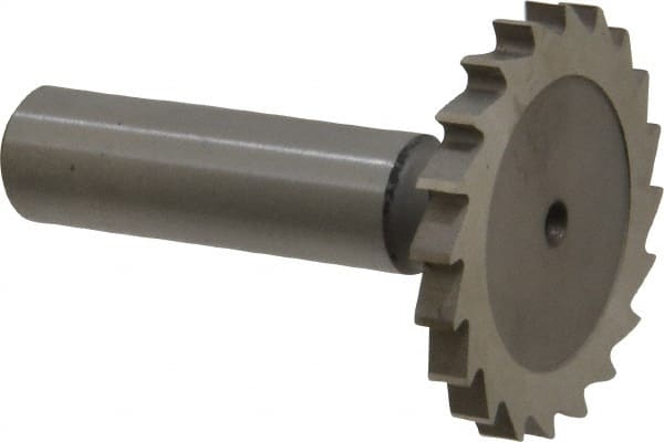 Whitney Tool Co. - 1-1/2" Diam x 5/32" Face Width, Cobalt, 20 Teeth, Shank Connection Woodruff Keyseat Cutter - Uncoated, 2-5/32" OAL x 1/2" Shank, Straight Teeth - Exact Tooling