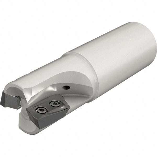 Iscar - 1-1/2" Cut Diam, 0.827" Max Depth of Cut, 1-1/4" Shank Diam, 4.05" OAL, Indexable Square Shoulder End Mill - HP ADCR 2207.., HP ADCT 2207.., HP ADKT 2207.. Inserts, Weldon Shank, 90° Lead Angle, Through Coolant, Series Heliplus - Exact Tooling