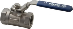 NIBCO - 1" Pipe, Reduced Port, Carbon Steel Standard Ball Valve - 1 Piece, Inline - One Way Flow, FNPT x FNPT Ends, Locking Lever Handle, 2,000 WOG - Exact Tooling