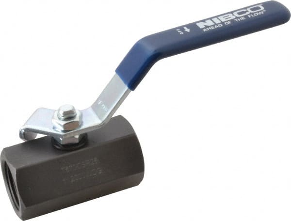 NIBCO - 1" Pipe, Carbon Steel Standard Ball Valve - 1 Piece, Inline - One Way Flow, FNPT x FNPT Ends, Lever Handle, 2,000 WOG - Exact Tooling